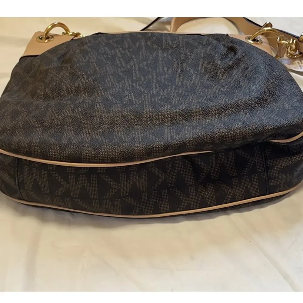 Michael Kors Jet Set  Large Brown Signature Convertible Messenger Cross-body Bag - Picture 4 of 16